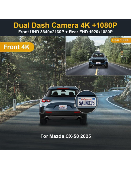 Cámara de Salpicadero Fitcamx HD2-6607 4K+1080P para Mazda CX-50