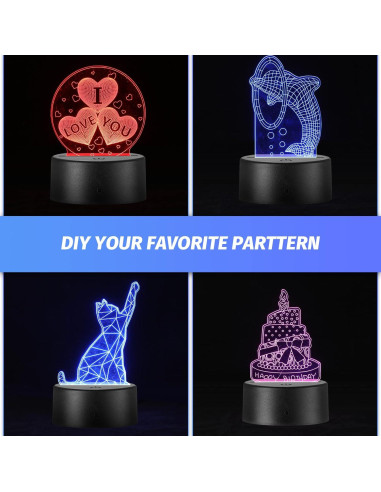 Conjunto de Base de Lámpara LED Nocturna 3D Riakrum 12 Piezas