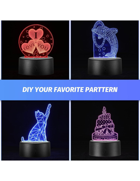 Conjunto de Base de Lámpara LED Nocturna 3D Riakrum 12 Piezas