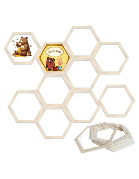 24 Hexágonos de Madera Natural para Decoración DIY - TAOZIMA