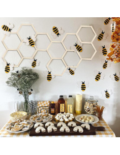 24 Hexágonos de Madera Natural para Decoración DIY - TAOZIMA 2