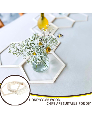 24 Hexágonos de Madera Natural para Decoración DIY - TAOZIMA