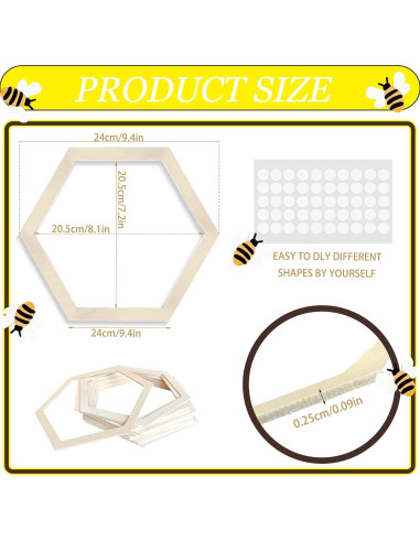 24 Hexágonos de Madera Natural para Decoración DIY - TAOZIMA