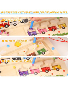 Juguete Montessori 2 en 1 de Madera YUNHE - Laberinto y Números 2