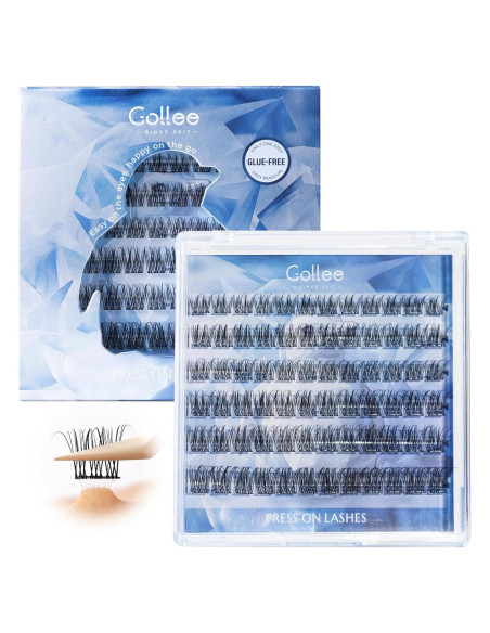 Grupos de Pestañas Autoadhesivas GOLLEE 72PCS D Curl Natural