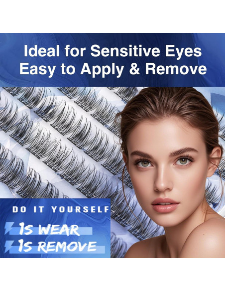 Grupos de Pestañas Autoadhesivas GOLLEE 72PCS D Curl Natural