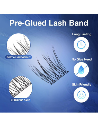 Grupos de Pestañas Autoadhesivas GOLLEE 72PCS D Curl Natural