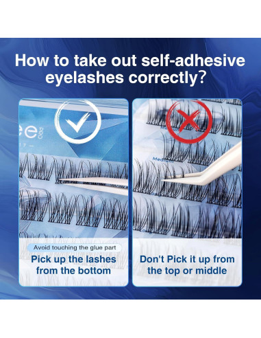 Grupos de Pestañas Autoadhesivas GOLLEE 72PCS D Curl Natural