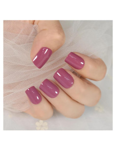 Uñas Postizas Cortas Cuadradas Brillantes Elevenail - 24 Piezas