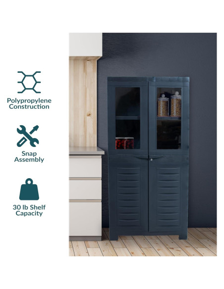 Armario de Almacenamiento Sunnydaze 123 cm con 2 Puertas de Vidrio