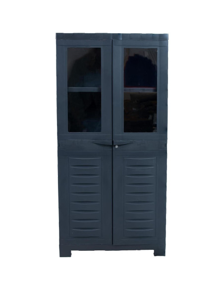 Armario de Almacenamiento Sunnydaze 123 cm con 2 Puertas de Vidrio