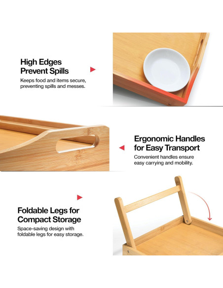 Bandeja de Cama Plegable HOME IT de Bambú 43.2x33.4cm