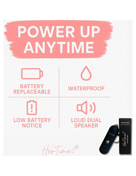 Alarma Personal HerTime2 para Mujeres - 130dB Resistente al Agua Alarma Personal HerTime2 para Mujeres - 130dB Resistente al Agua