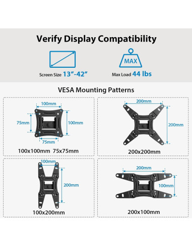 Soporte de Pared para Monitor Pipishell 13-42" Movimiento Completo