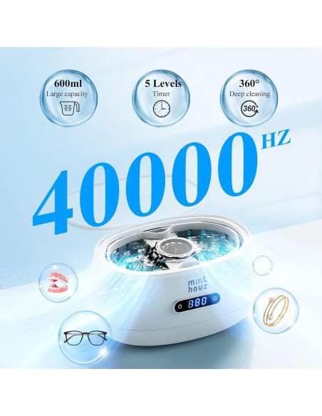 Limpiadora Ultrasónica Minthouz 600ml 40kHz 5 Modos de Limpieza Limpiadora Ultrasónica Minthouz 600ml 40kHz 5 Modos de Limpieza