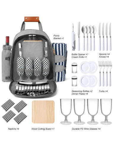 Mochila de Picnic DHAEE para 4 Personas con Enfriador y Manta