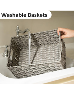 Cestas de Mimbre 2 Pack ROSOS Gris 38.1x27.4x18 cm y 35.6x24.9x16.5 cm 2