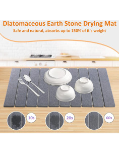 Alfombrilla de Secado de Piedra Diatomácea Lenone 58x38 cm 2