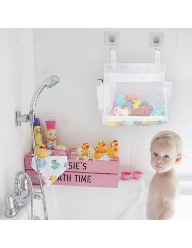 Organizador de Juguetes de Baño Adorila - 2 Piezas Malla Blanco