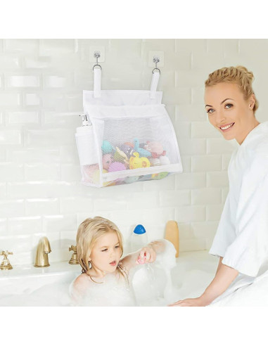 Organizador de Juguetes de Baño Adorila - 2 Piezas Malla Blanco