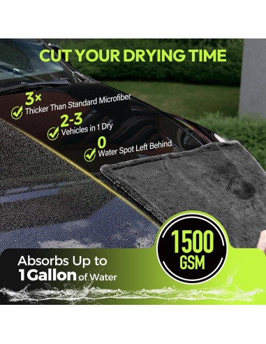 Toalla de Secado AutoManiacs 1500 GSM 90x60cm Microfibra Suave
