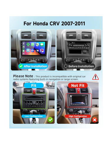 Estéreo de Coche Android Podofo 2+64G para Honda CRV 2007-2011