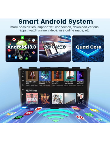 Estéreo de Coche Android Podofo 2+64G para Honda CRV 2007-2011