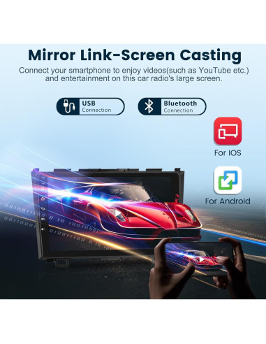 Estéreo de Coche Android Podofo 2+64G para Honda CRV 2007-2011