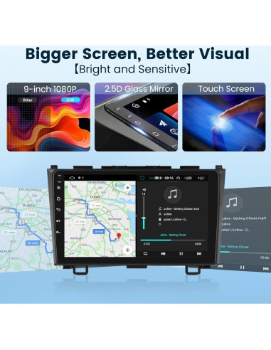 Estéreo de Coche Android Podofo 2+64G para Honda CRV 2007-2011