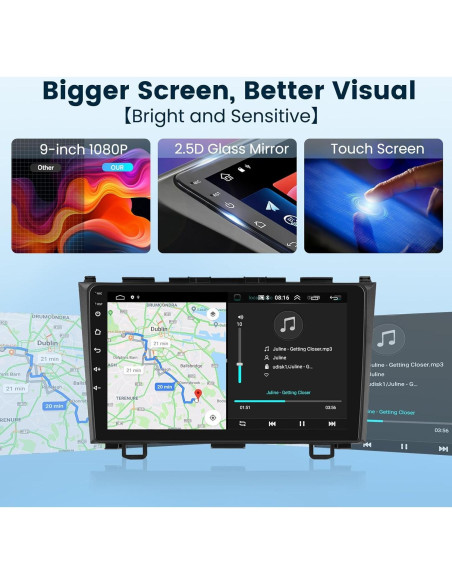 Estéreo de Coche Android Podofo 2+64G para Honda CRV 2007-2011