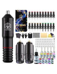 Kit de Tatuaje Inalámbrico POSEIDON con 20 Agujas y Tinta