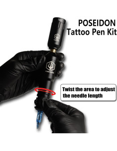 Kit de Tatuaje Inalámbrico POSEIDON con 20 Agujas y Tinta 2