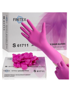 Guantes de Nitrilo Desechables FINITEX Rosa 100 Unidades 3.5mil