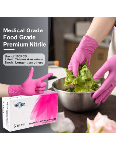 Guantes de Nitrilo Desechables FINITEX Rosa 100 Unidades 3.5mil 2