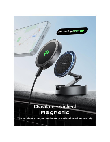 Soporte de Coche Magnético THREEKEY TZH101 Bronce con Carga Rápida Qi2