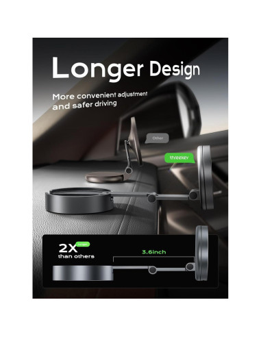 Soporte de Coche Magnético THREEKEY TZH101 Bronce con Carga Rápida Qi2