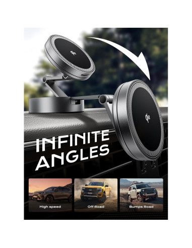 Soporte de Coche Magnético THREEKEY TZH101 Bronce con Carga Rápida Qi2