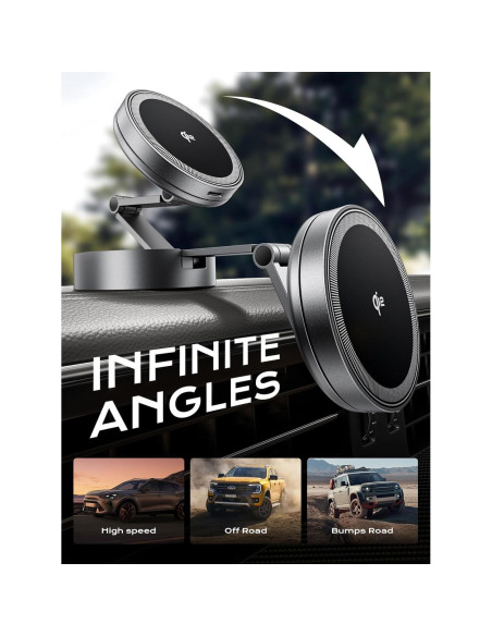 Soporte de Coche Magnético THREEKEY TZH101 Bronce con Carga Rápida Qi2