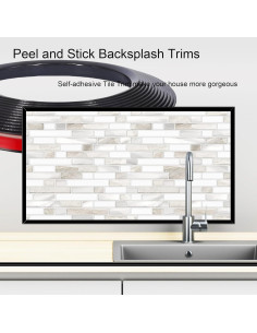 Moldura de esquina autoadhesiva 20 pies KTINITK PVC Negro 2