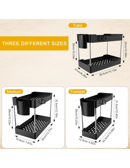 Paquete de 3 Organizadores Bajo Fregadero JYSMYWS Negro