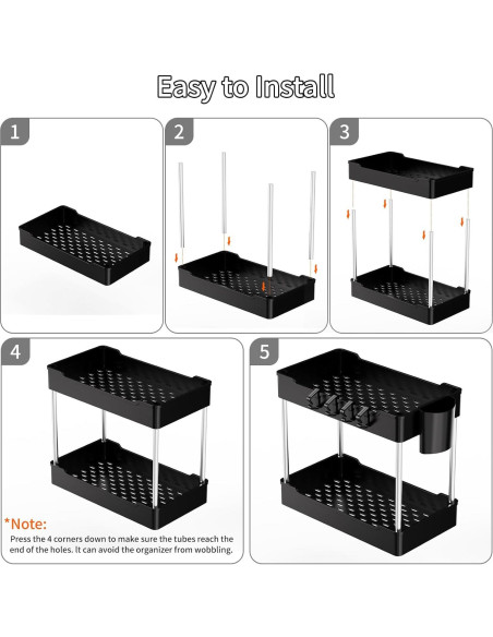 Paquete de 3 Organizadores Bajo Fregadero JYSMYWS Negro