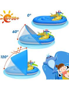 Flotador de piscina para bebés OleOletOy 2301HW01 con toldo UPF 50+ 2