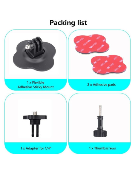 Kit de Montaje Adhesivo Flexible TANSUO para Cámaras de Acción Kit de Montaje Adhesivo Flexible TANSUO para Cámaras de Acción