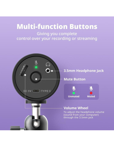 Micrófono USB AVerMedia FLEXI go para Streaming y Podcasting