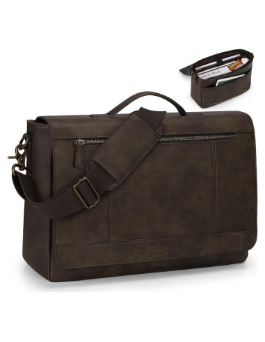 Bolsa de Mensajero de Cuero Rainsmore para Laptop 15.6"