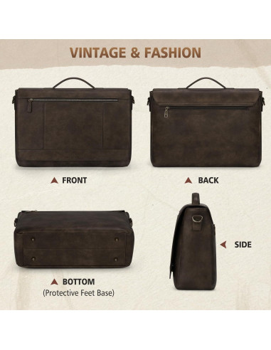 Bolsa de Mensajero de Cuero Rainsmore para Laptop 15.6"