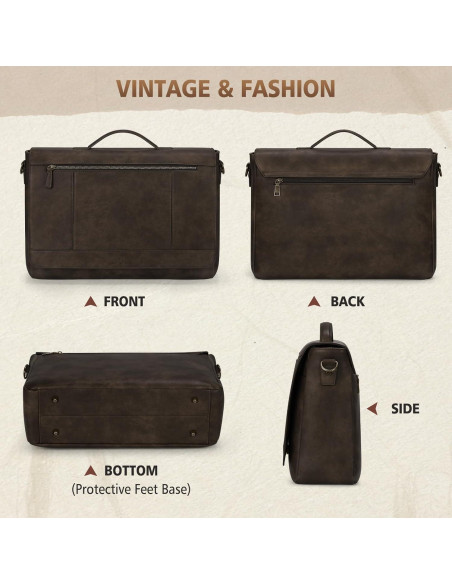 Bolsa de Mensajero de Cuero Rainsmore para Laptop 15.6"