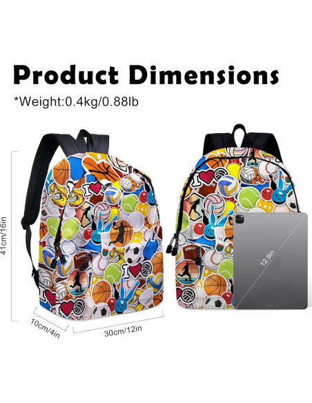 Mochila Escolar Deportiva ROVOZAR 41x31x10 cm para Niños