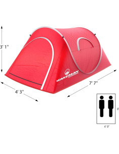 Tienda Pop-up para 2 Personas Wakeman, Resistente al Agua, Rojo 2