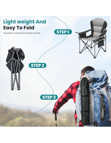 Silla de Camping Plegable OLIXIS Alta Resistencia 204kg